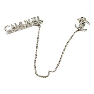 double brooch Silver Crystal Logo Pin